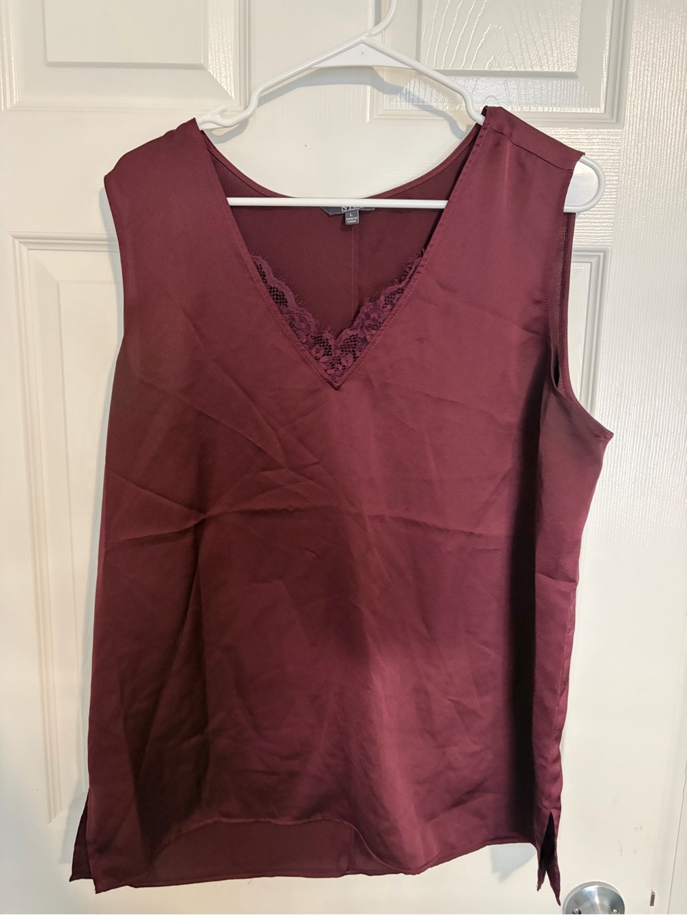 NYDJ Deep Burgundy Lace-Trim V-Neck Camisole